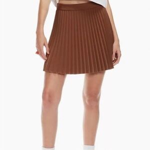 Aritzia Chocolate Brown Pleated Mini Skirt